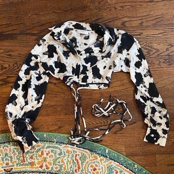 Cropped Button Down with Wrap detail - Picture 1 of 5